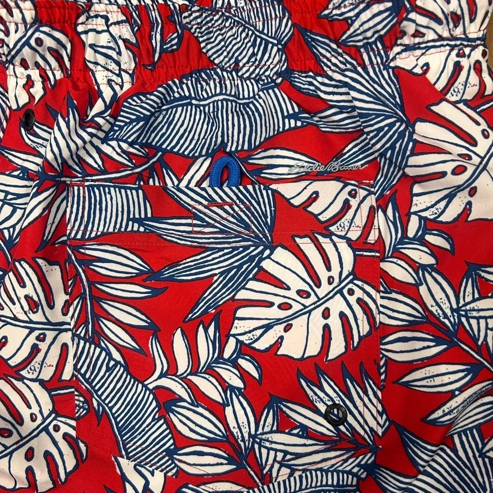 Eddie‎ Bauer Men’s Tropical Red and Blue Swim Trunks Size XL